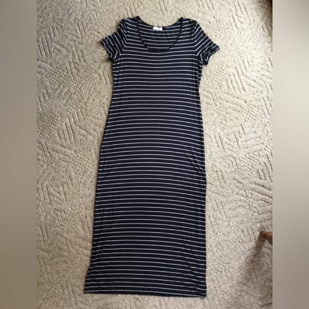 Calvin Klein Blue and White Sheath Maxi Dress